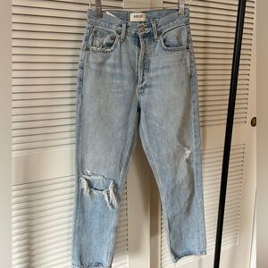 Agolde Light Wash Button-Fly High-Rise Jeans
